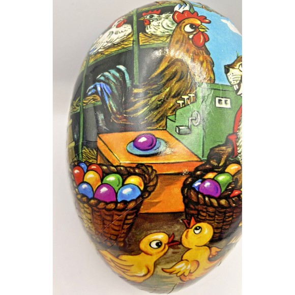 Easter Egg Paper Mache Vintage Nestler Made in Germany Used 6X4 Inches - Picture 3 of 14